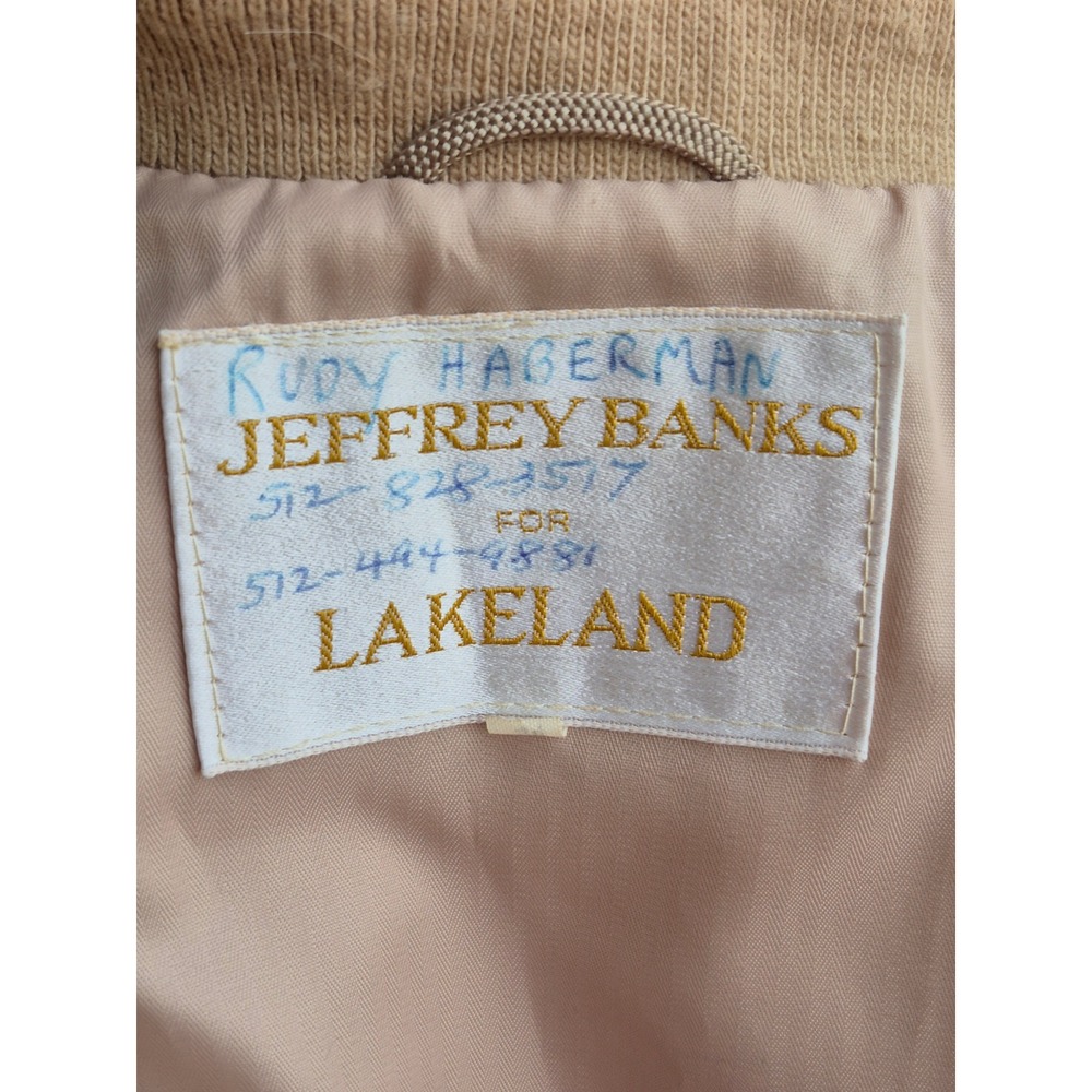 Vintage Lakeland Tan Suede Bomber Jacket Mens XL Full Zip Harrington Coat - Picture 14 of 16